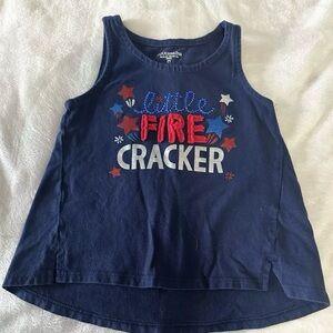 Patriotic Festive‎ Little Firecracker Kids Tank Top - Blue and Red Size 2T